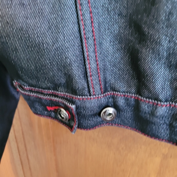 FUBU Dark Blue Denim Cropped Jean Jacket, L - Picture 8 of 8